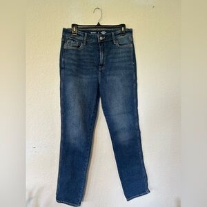 Old Navy Dark Blue Straight Jeans, Vintage Slim Smooth Pockets Size 8 Tall